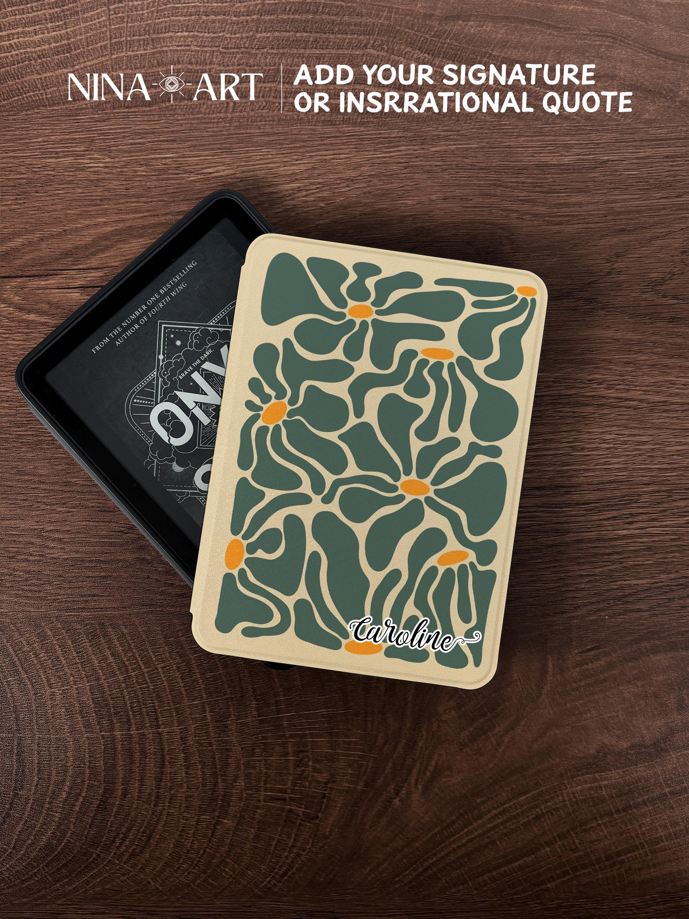 Green Groovy Flowers _ Kindle Case