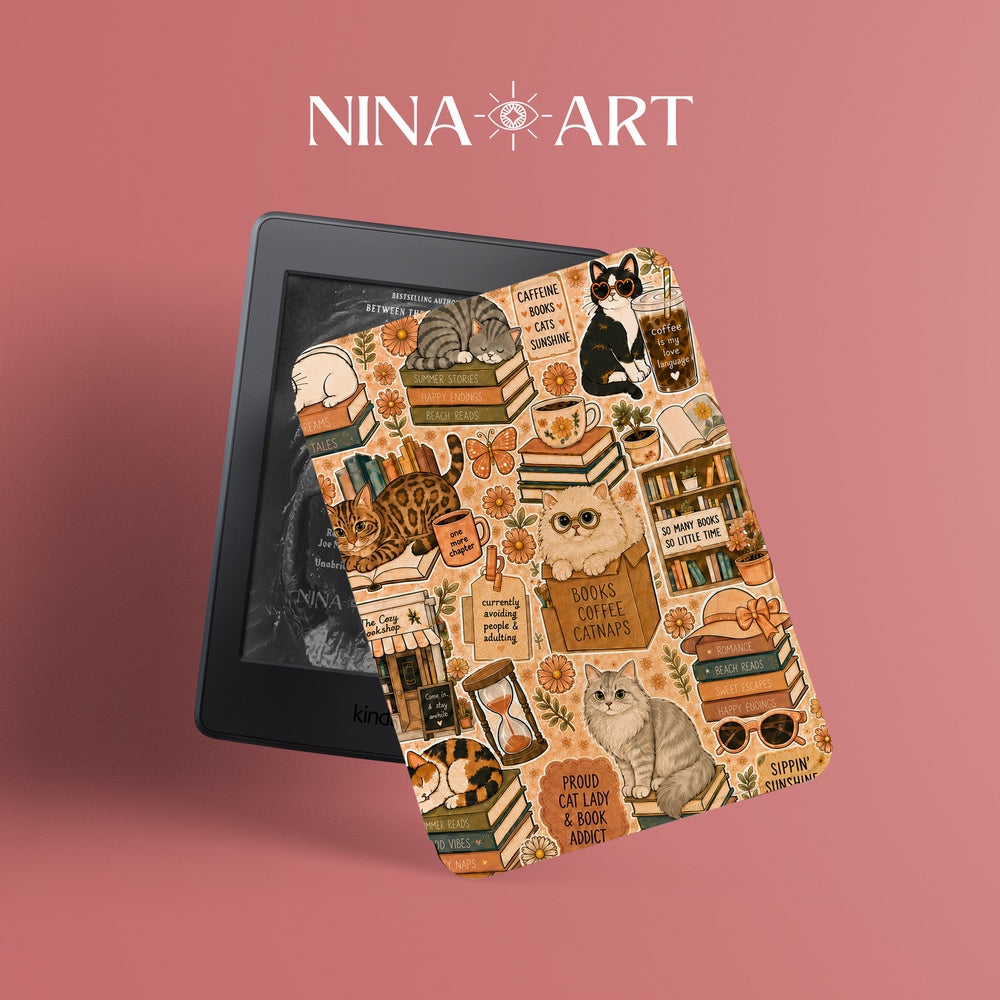 Cat Cafe Sticker - Kindle Case