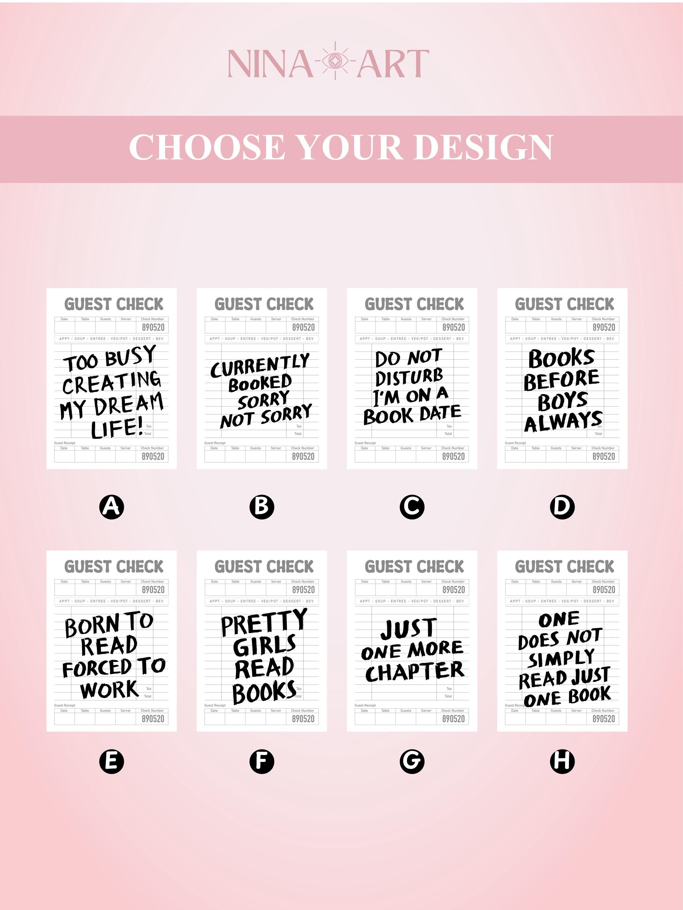 Pink Guest Check _ Kindle Case - 8 Reading Quotes Available