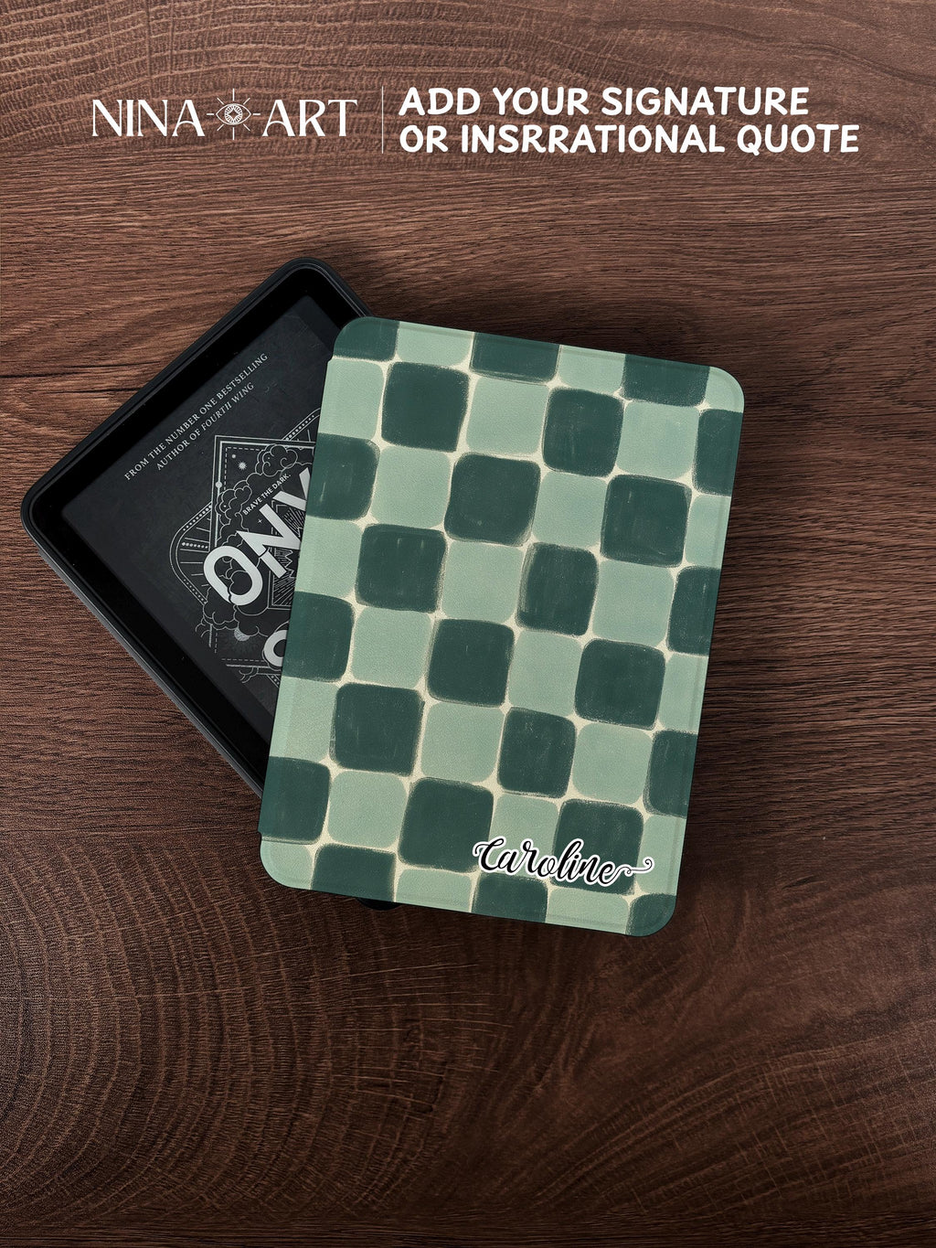 Green Checkboard  _ Kindle Case