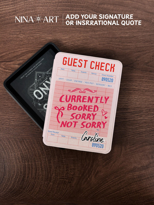 Pink Guest Check _ Kindle Case - 8 Reading Quotes Available