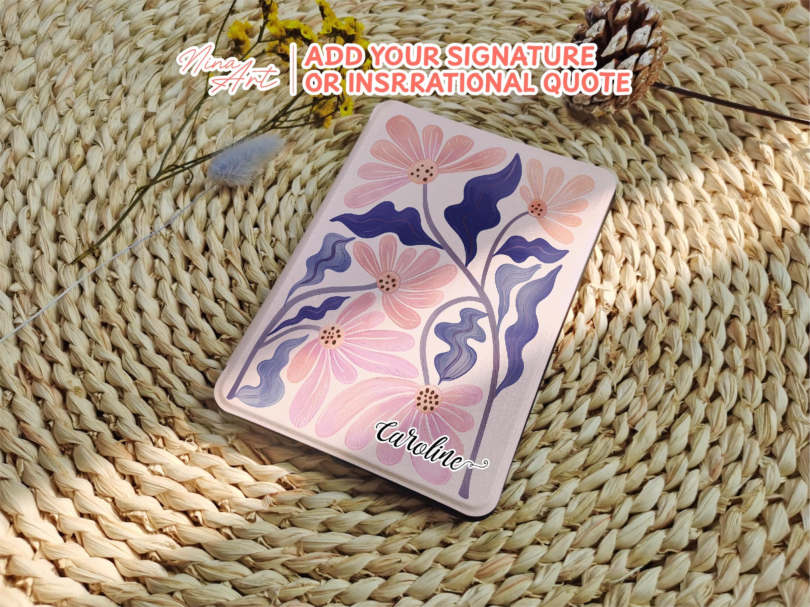 Pink Flower Art _ Kindle Case