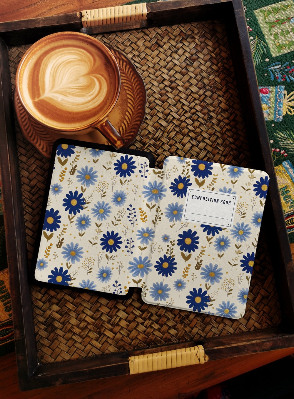 Daisy Composition Book - Kindle Case - Blue