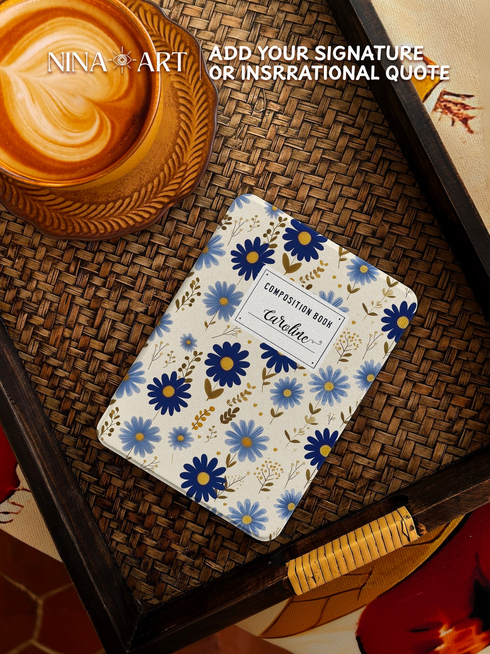 Daisy Composition Book - Kindle Case - Blue