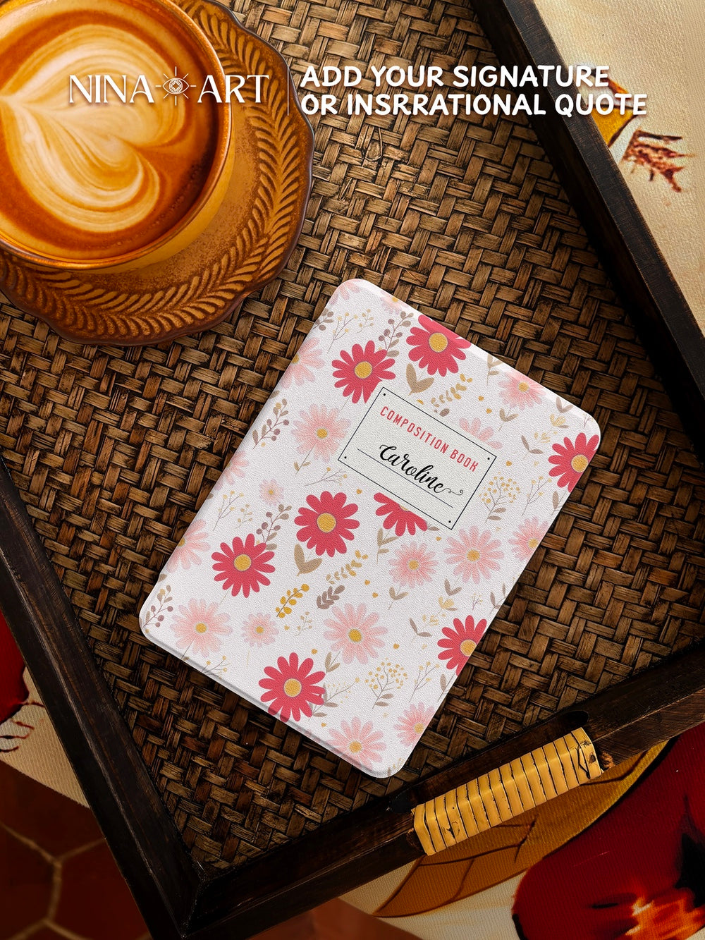 Daisy Composition Book - Kindle Case - Pink