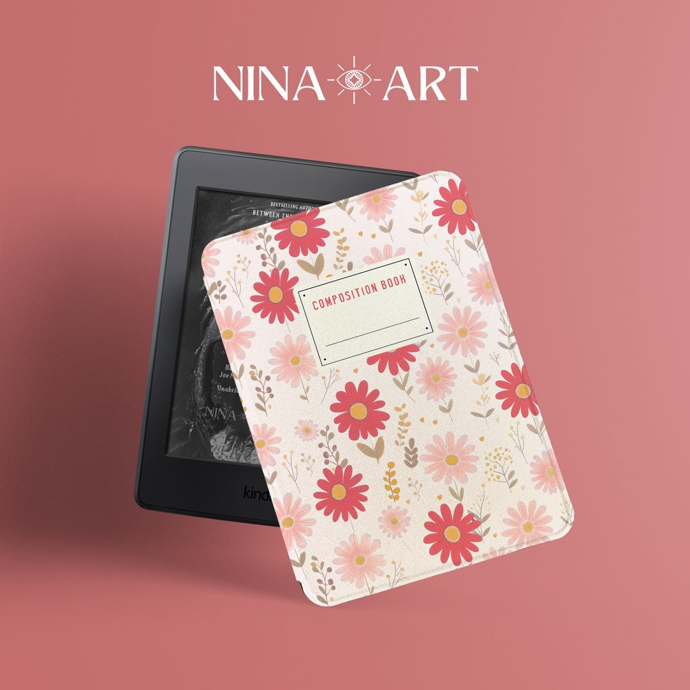 Daisy Composition Book - Kindle Case - Pink