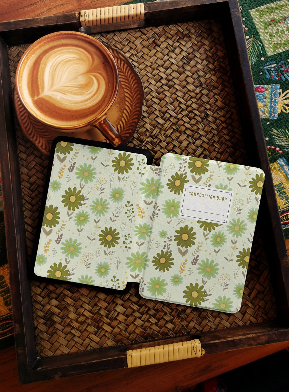 Daisy Composition Book - Kindle Case - Green