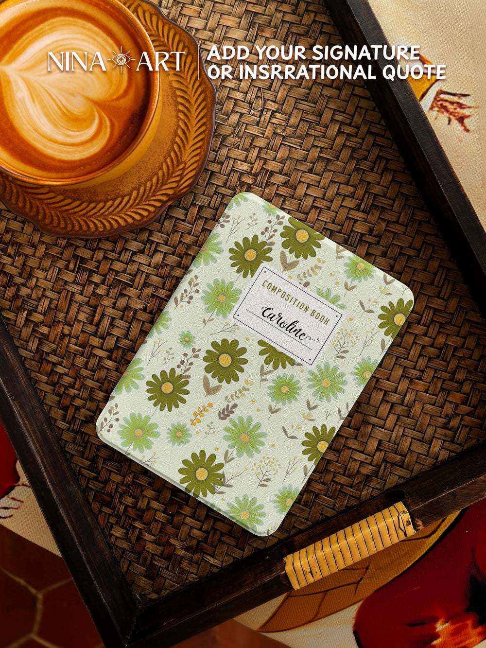 Daisy Composition Book - Kindle Case - Green