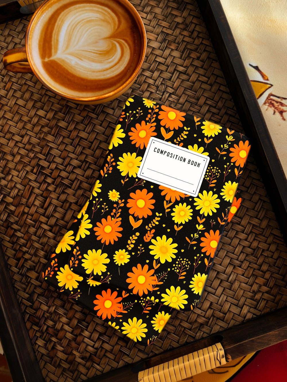 Daisy Composition Book - Kindle Case - Black