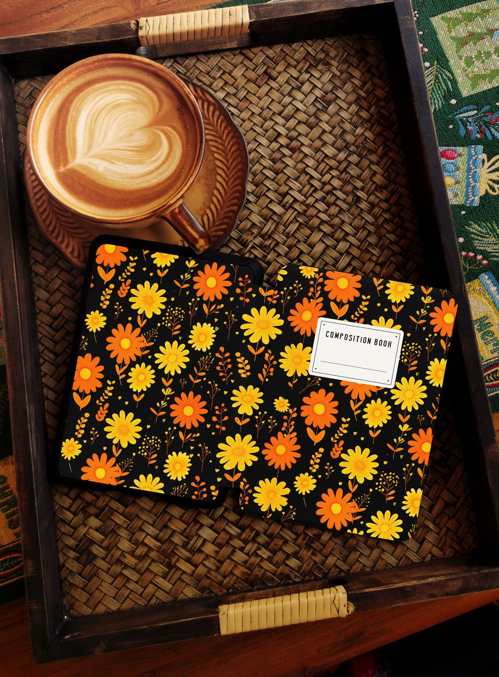 Daisy Composition Book - Kindle Case - Black