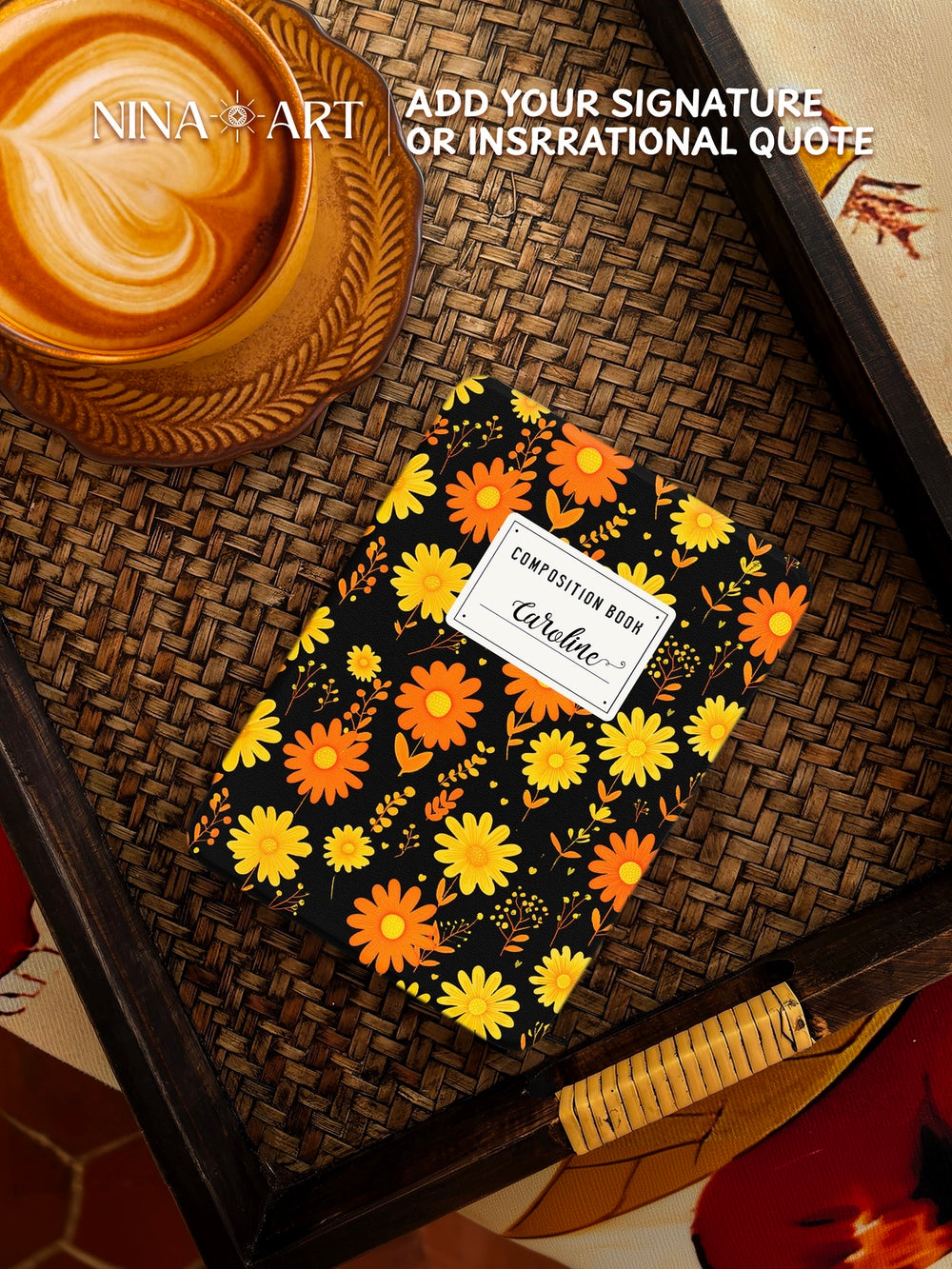 Daisy Composition Book - Kindle Case - Black