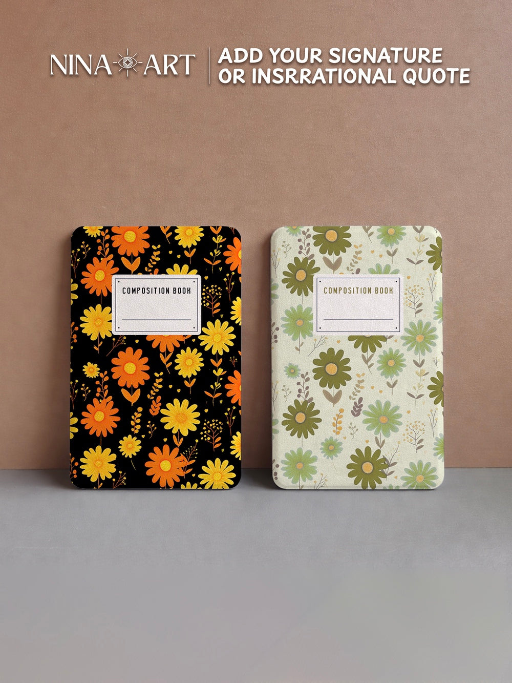 Daisy Composition Book - Kindle Case - Black